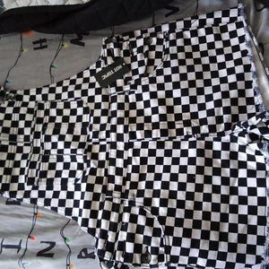 hot topic checkered short overalls new